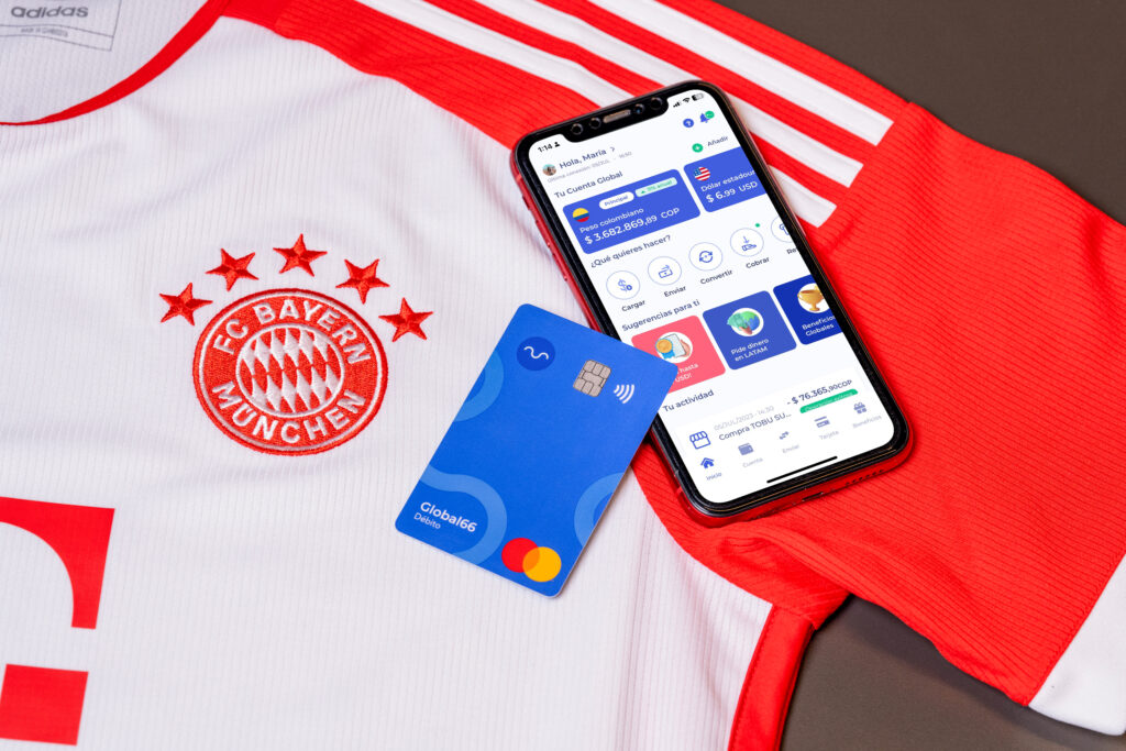 Global66 app and FC Bayern Munich jersey