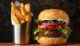 Burger with lettuce and fries photo